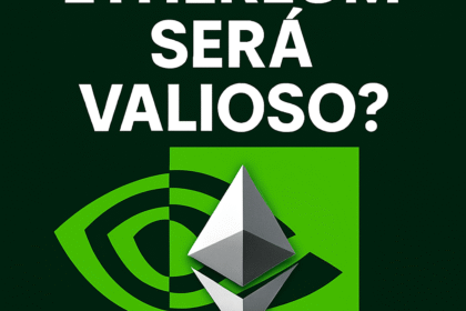 Imagem com fusão entre o logo da Nvidia e o símbolo do Ethereum, representando a valorização institucional do ativo digital.