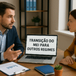 Reunião entre empresários analisando a transição do MEI para regimes tributários mais avançados.
